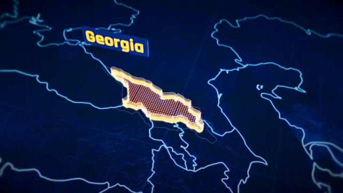 乔治亚乡村边界3D可视化，现代地图轮廓，旅行