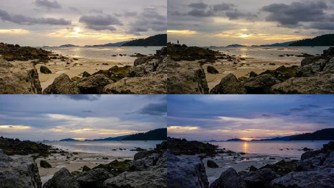 泰国4k延时热带日落丽普海滩