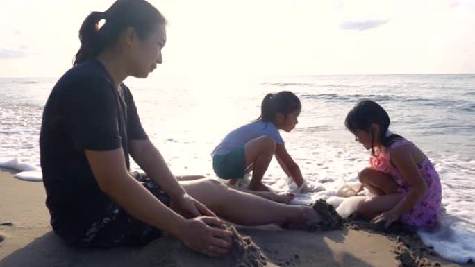 高清慢动作: 家庭在热带海滩度假