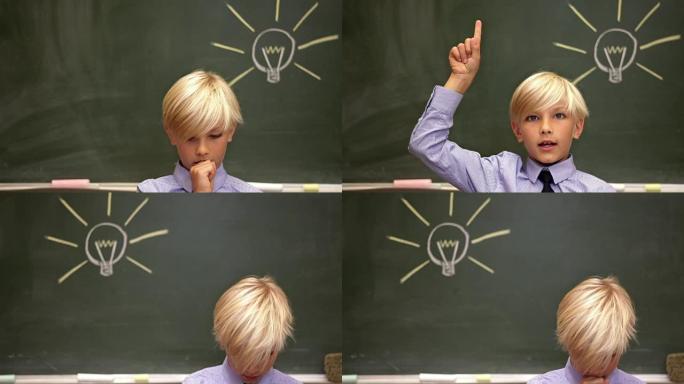 黑板上的小男孩肖像思想的光思想