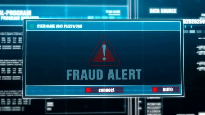 计算机屏幕上数字系统安全警报上的欺诈警报警告通知