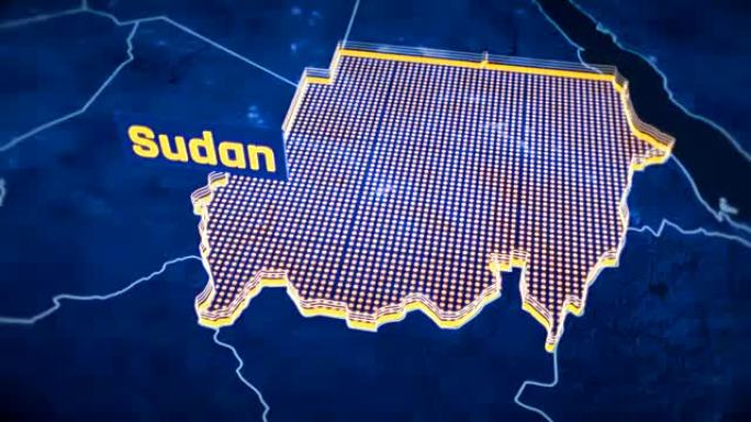 苏丹国家边界3D可视化，现代地图轮廓，旅行