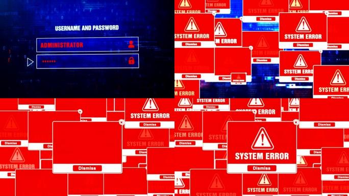 系统错误警报警告错误屏幕上的弹出通知框。