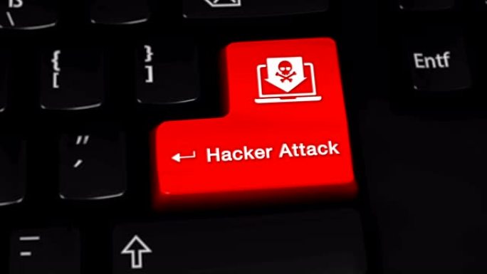 黑客攻击电脑键盘按钮上的旋转运动。