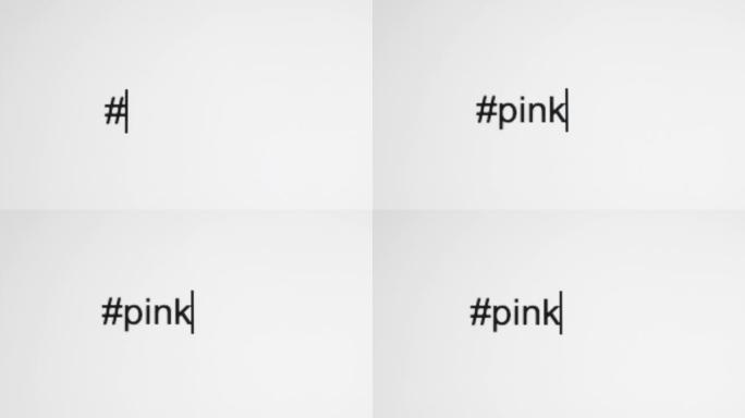 一个人在他们的电脑屏幕上输入 “# pink”