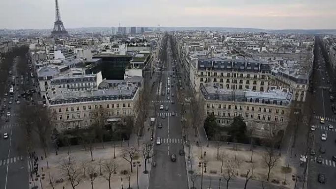 巴黎香榭丽舍大街的鸟瞰图