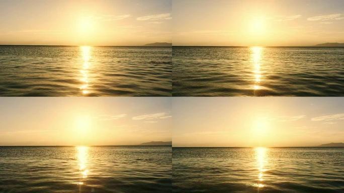 SLO MO夕阳在海面上反射