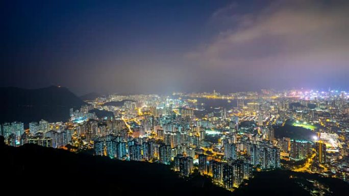 狮子山观景点，香港城市的夜城景观