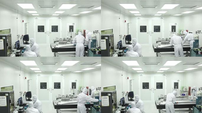 医疗设备厂的工人智能化工厂生物实验室