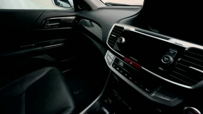 4k剪辑镜头内置现代汽车，黑色真皮座椅内置。