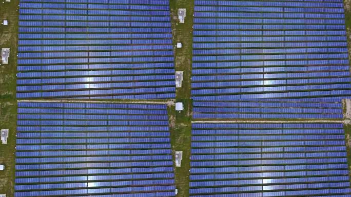太阳能农场，太阳能电池板从上面