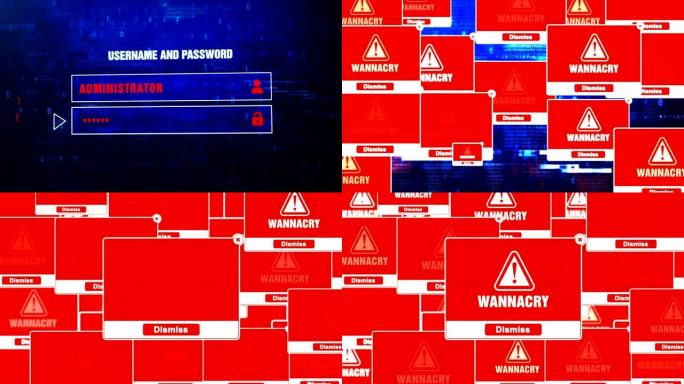 WannaCry警报警告错误屏幕上的弹出通知框。