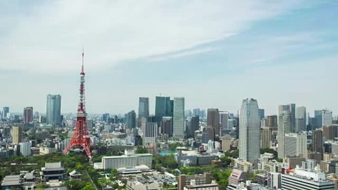 高清延时鸟瞰图日本东京铁塔