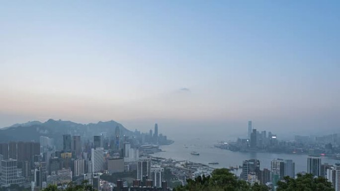 日落时间流逝期间的天际线