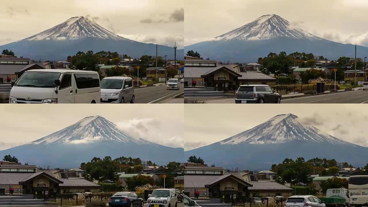 河口湖富士山的4k时间流逝。