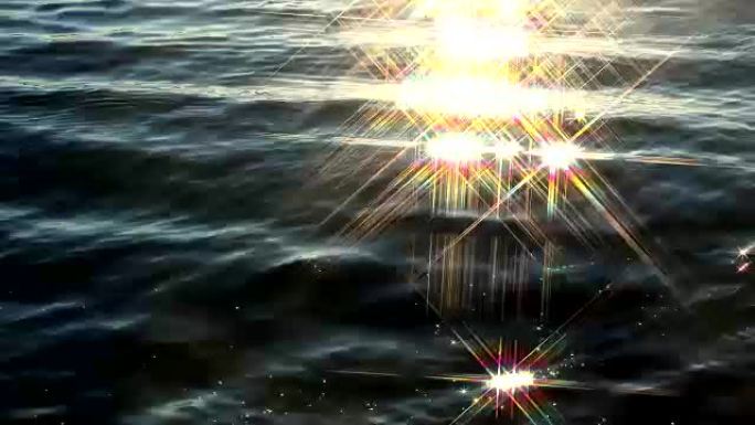 水的倒影-星星反射光水面光亮