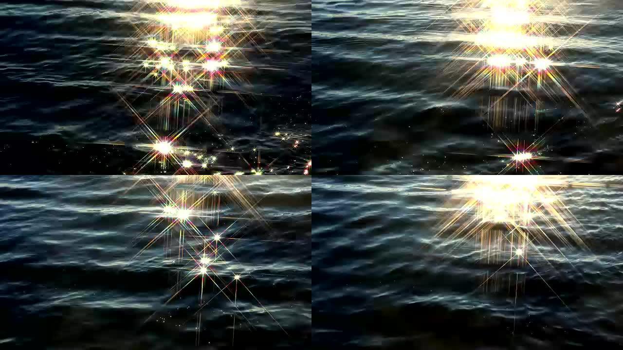 水的倒影-星星反射光水面光亮