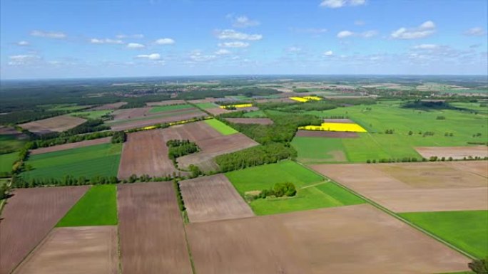 德国下萨克森州的田地鸟瞰图-错落有致的农田