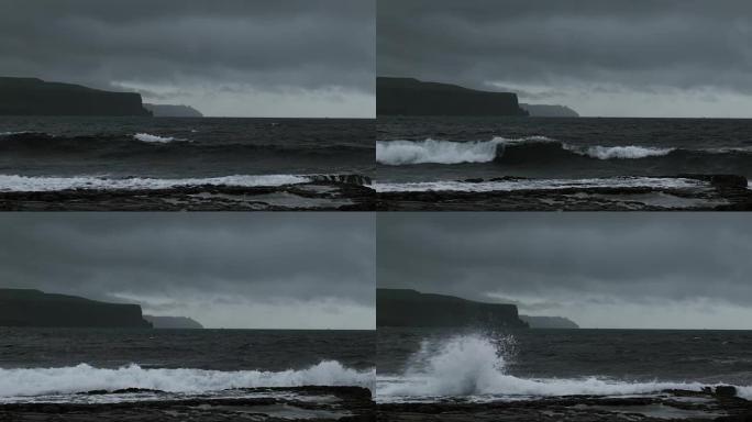 暴风雨天气中的杜林海岸线和莫赫悬崖