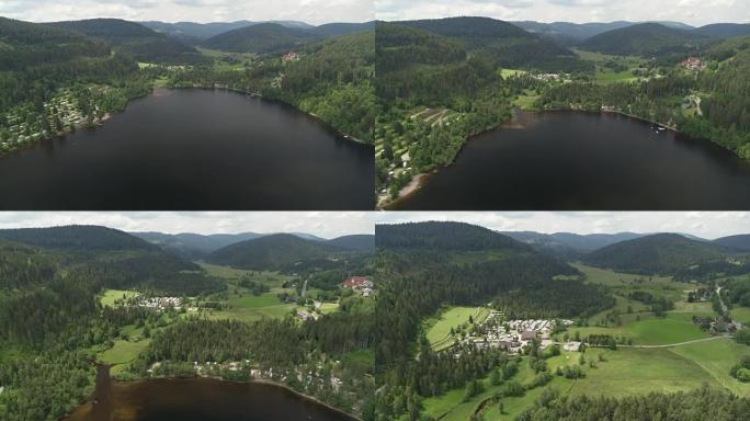德国村庄环绕高山湖