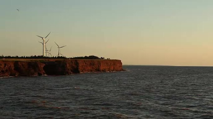 海岸上的风力涡轮机