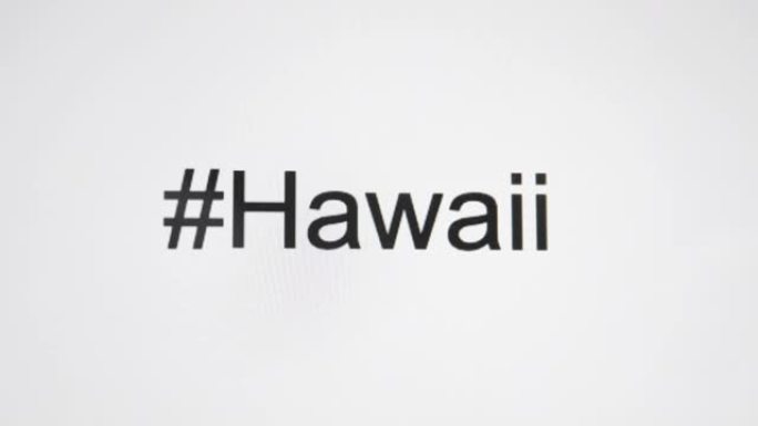 一个人在其计算机屏幕上键入 “# Hawaii”，然后跟随状态缩写