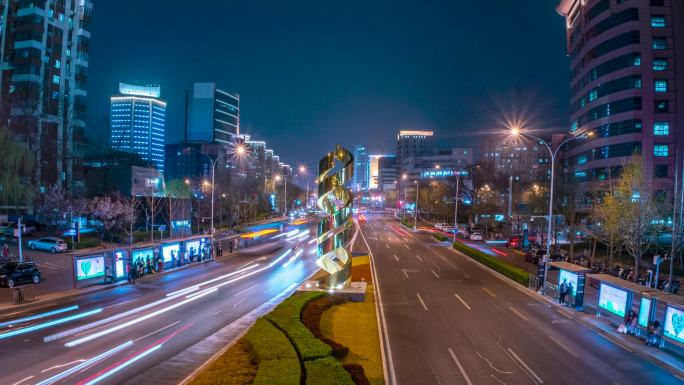 北京海淀中关村夜景延时