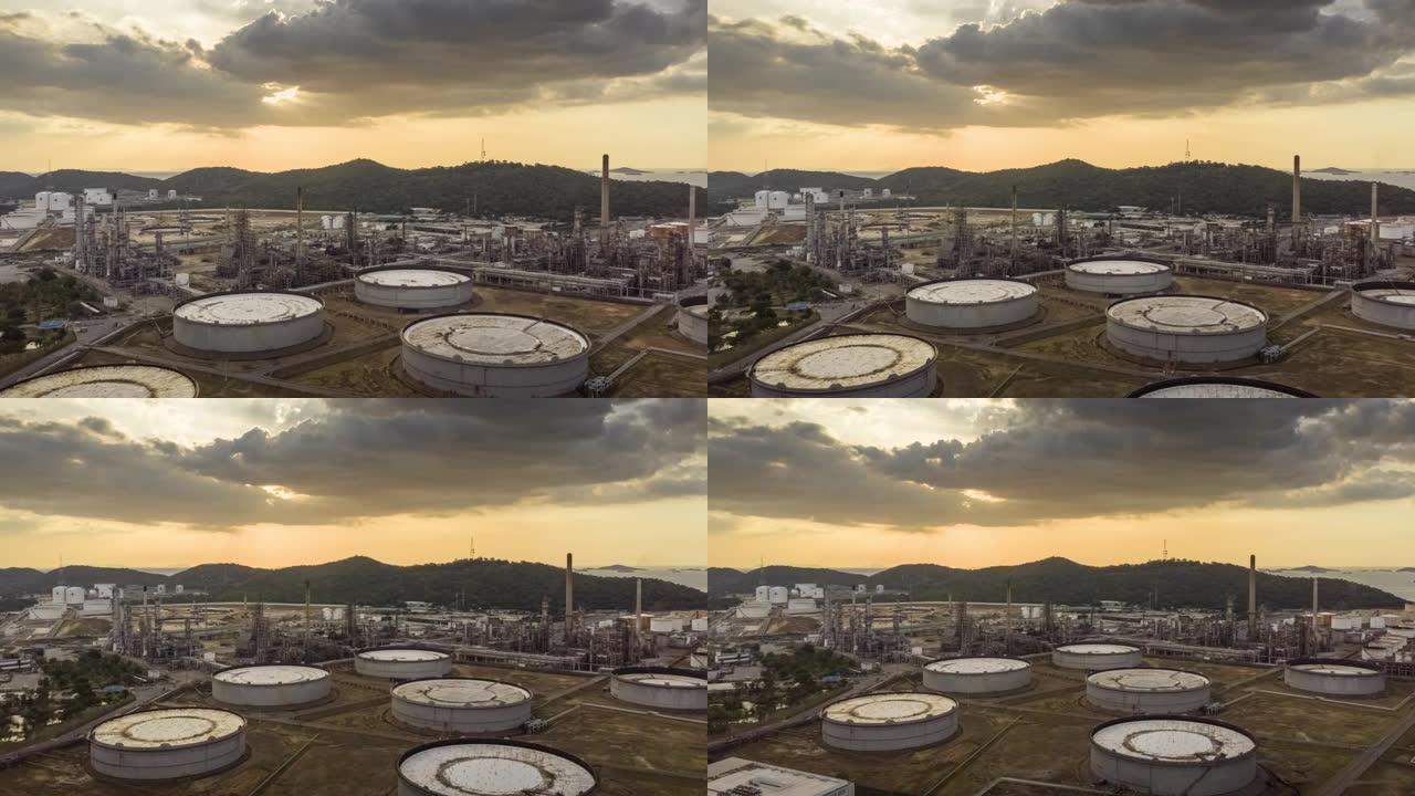 日落时间油气工业炼油厂的过度流失