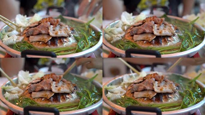 烧烤蒙古烧烤原始食谱，烧烤街头食品，泰国