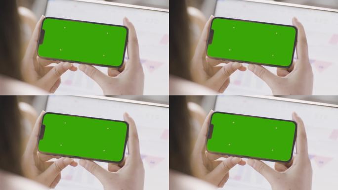 手机横屏界面合成4K看手机手机绿屏抠像