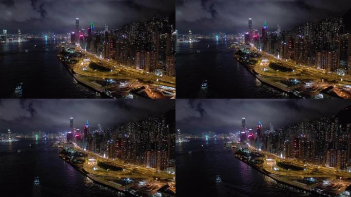 维多利亚港及香港市景鸟瞰图