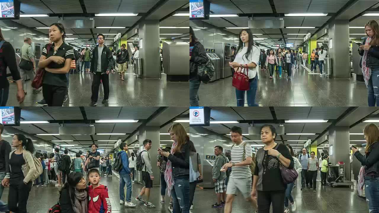 香港地铁系统的繁忙时间。香港火车站的人群