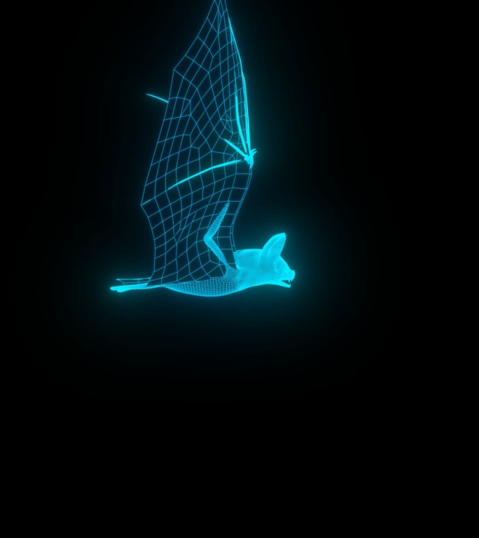 蓝色全息蝙蝠动画素材带通道