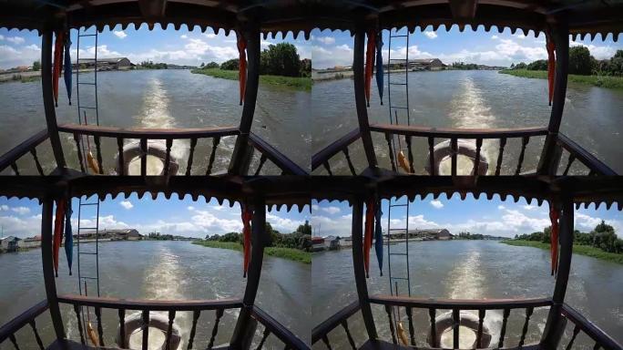 泰国佛统府塔钦河上的船只运输。