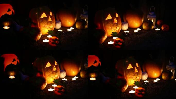 黑暗背景上的南瓜灯