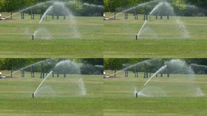 洒水器喷水公园草地洒水器喷水