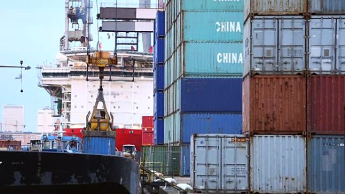 装船海运码头港口轮船外贸易运输物流集装箱