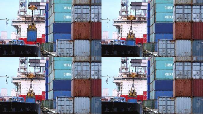 装船海运码头港口轮船外贸易运输物流集装箱