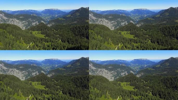 从戈岑贝格山脉看贝希特斯加登阿尔卑斯山和Untersberg山