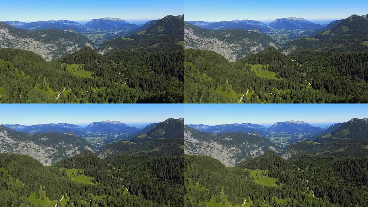 从戈岑贝格山脉看贝希特斯加登阿尔卑斯山和Untersberg山
