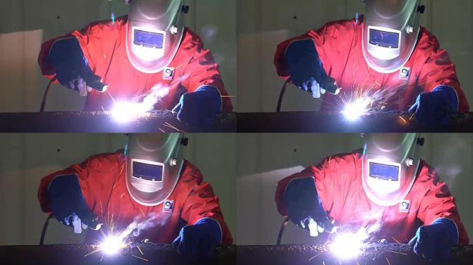 4k视频: 工人焊接钢铁零件