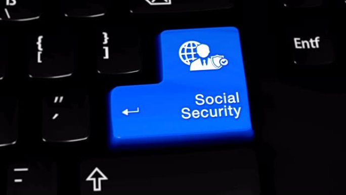 电脑键盘按钮上的社会保障轮换运动。