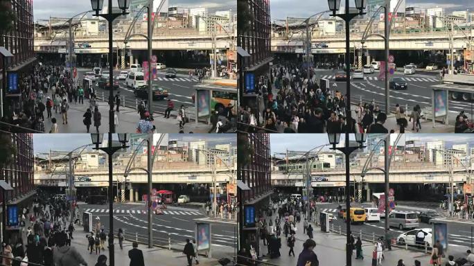 东京上野站附近的人员和交通