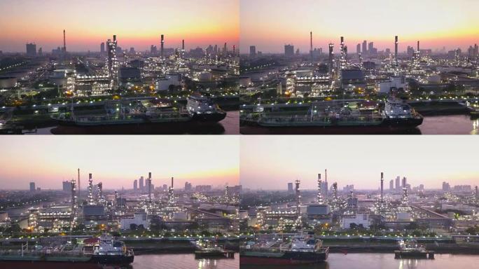 泰国曼谷带炼油厂的工业园区天线的4k超快