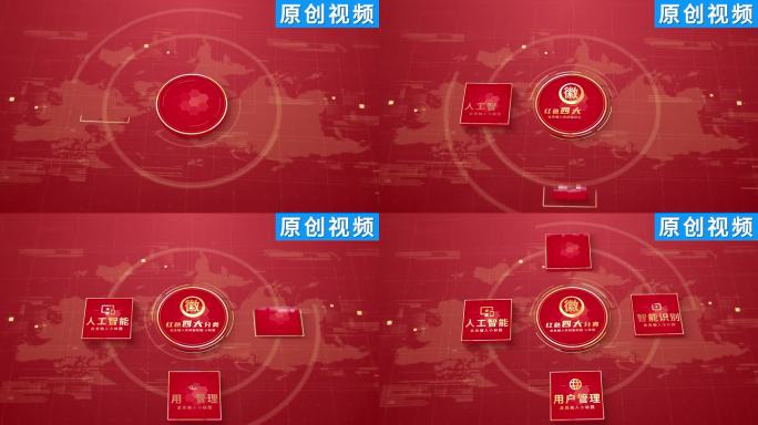 【4】红色环形党政信息分类ae模板包装四