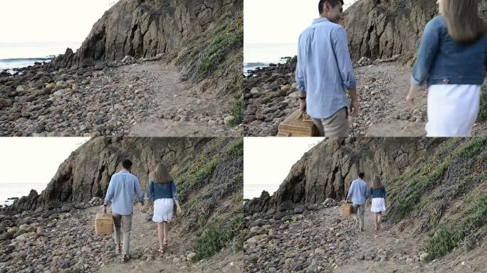 海滩上的多民族浪漫情侣