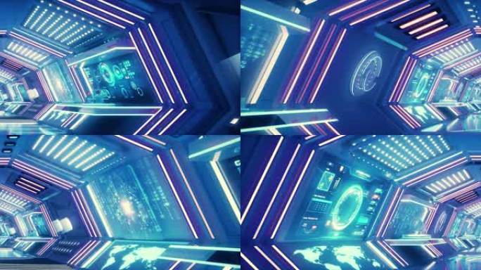 科幻太空舱穿梭隧道