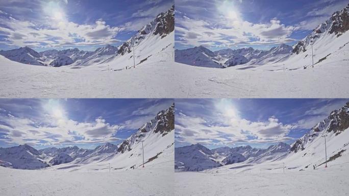 POV: Kuehtai滑雪场的奥地利阿尔卑斯山