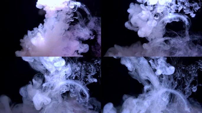 慢动作烟云液体彩色墨水在水中