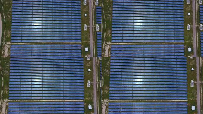太阳能农场，太阳能电池板从上面
